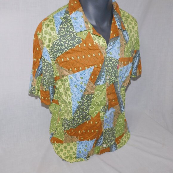 Levi's Sunset Camp Bandana Collage Mens L Button Front Shirt Patchwork - Picture 6 of 10